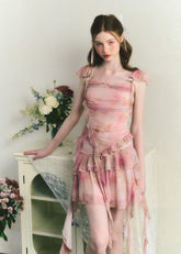 Pleated Cake Skirt Suspender Set